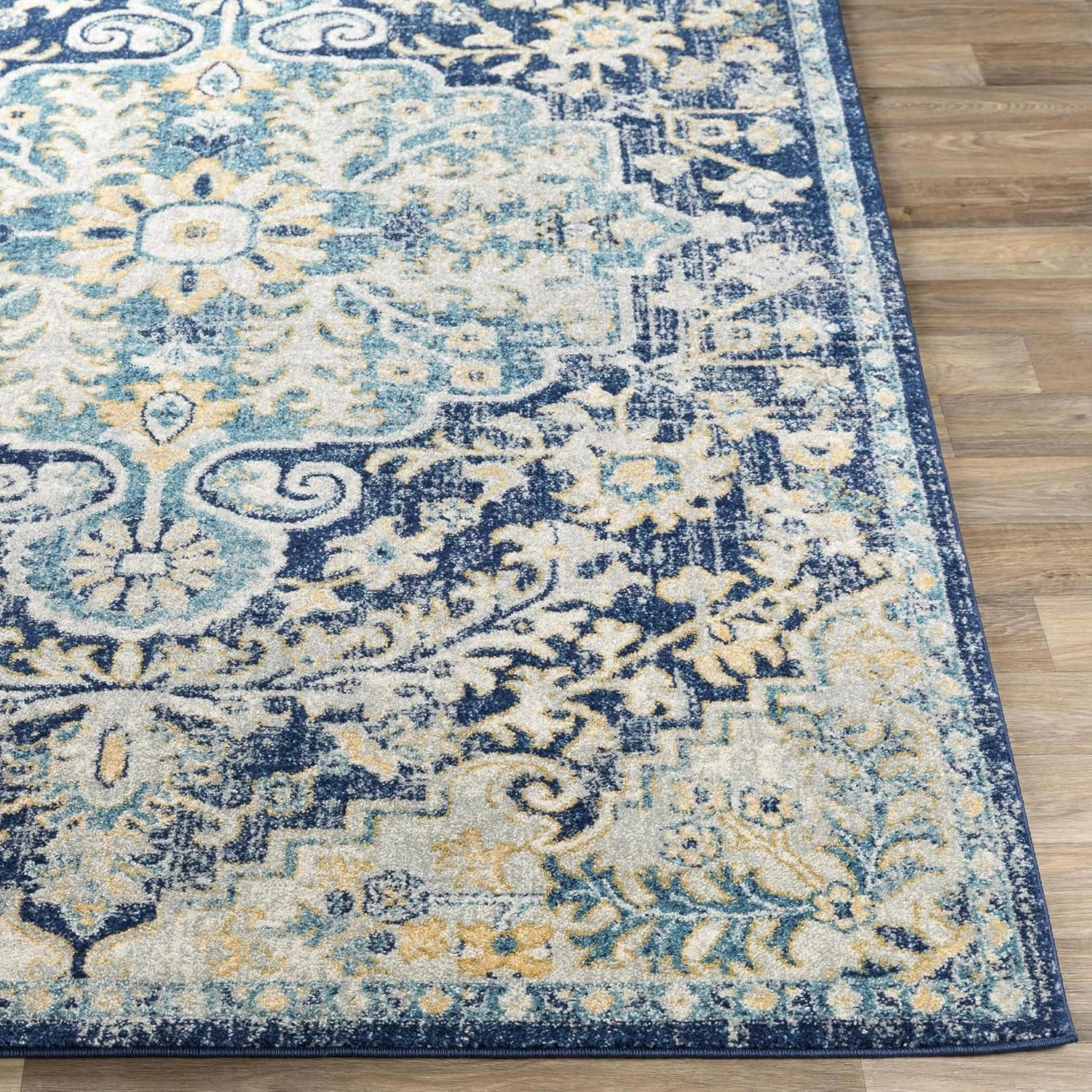 Livabliss Odelia Vintage Bohemian Area Rug,6'7" x 9',Navy/Sky Blue