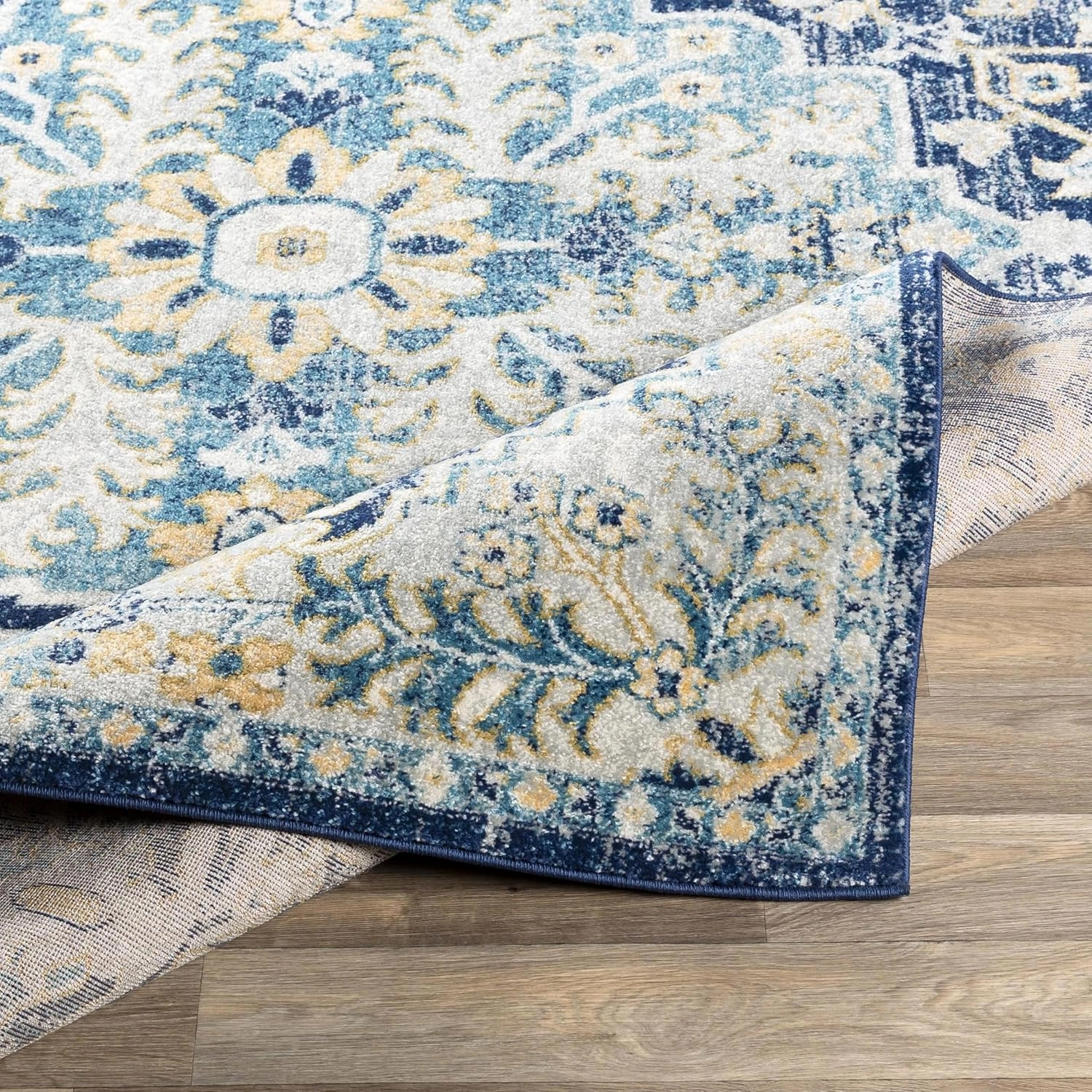 Livabliss Odelia Vintage Bohemian Area Rug,6'7" x 9',Navy/Sky Blue