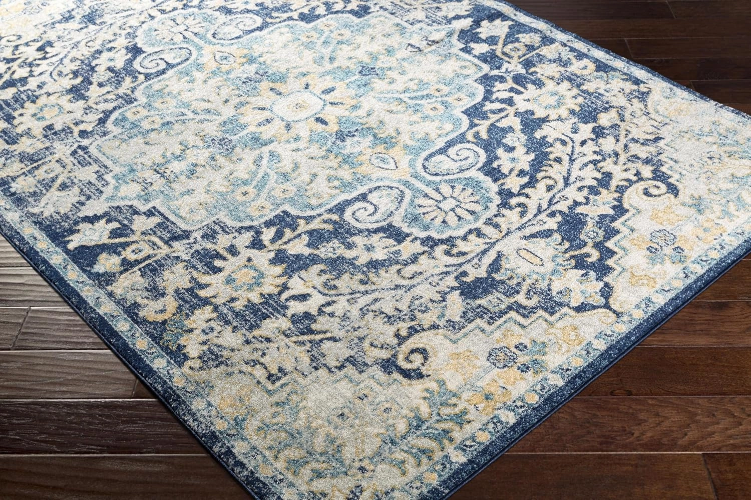 Livabliss Odelia Vintage Bohemian Area Rug,6'7" x 9',Navy/Sky Blue