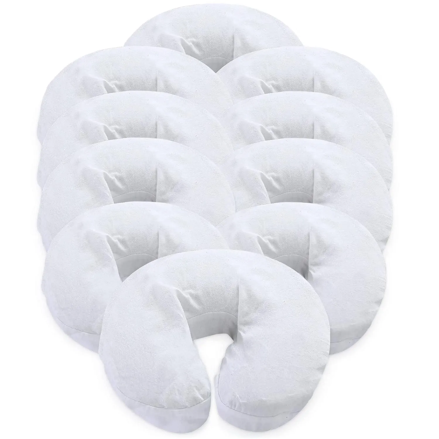 London Linens Pack of 10, Premium Extra Thick 100% Cotton Flannel Massage Tables Face Cradle Covers Cozies Fitted - Includes 10 pcs (White)