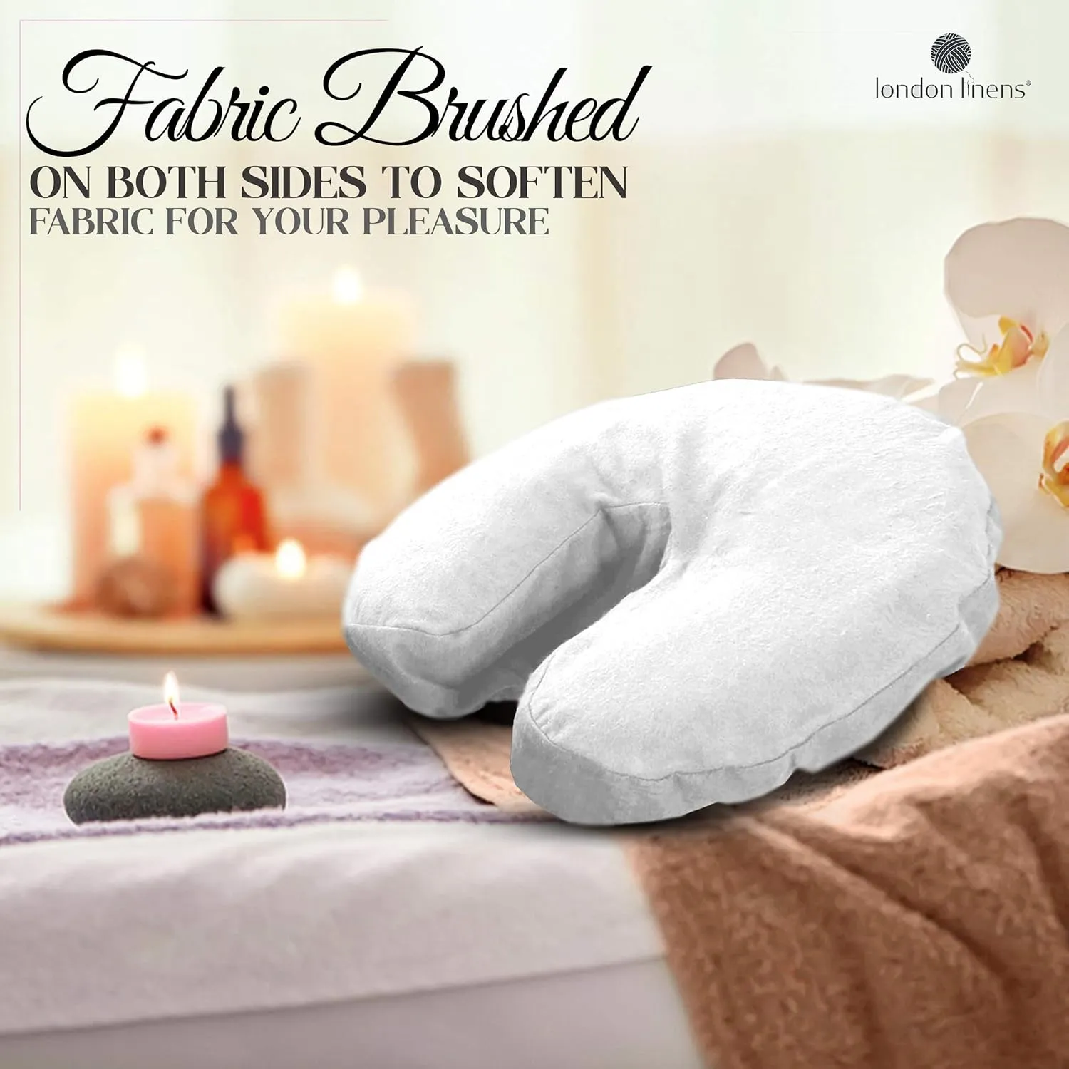 London Linens Pack of 10, Premium Extra Thick 100% Cotton Flannel Massage Tables Face Cradle Covers Cozies Fitted - Includes 10 pcs (White)