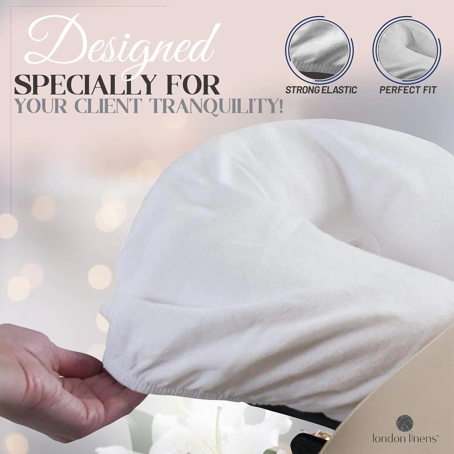 London Linens Pack of 10, Premium Extra Thick 100% Cotton Flannel Massage Tables Face Cradle Covers Cozies Fitted - Includes 10 pcs (White)