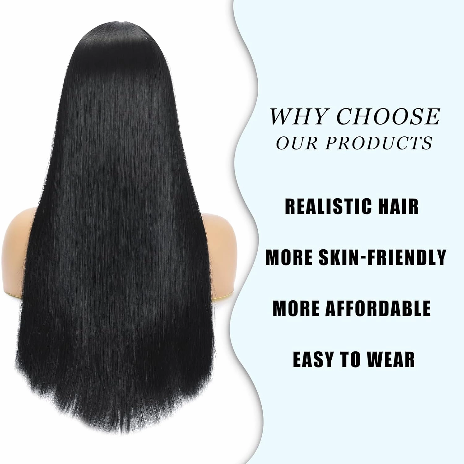 Long Black Wig 24Inch Black Wig With Bangs, Heat Resistant Fiber Layered Synthetic Wig For Cosplay Christmas Gifts Party Used