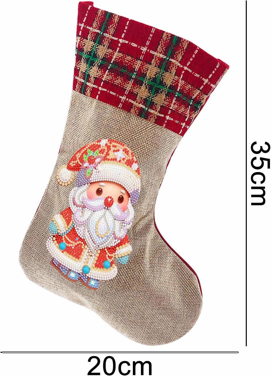 LUSandy DIY 5D Cute Santa Claus Diamond Painting Christmas Stockings 14 Inch Diamond Art Candy Bag Xmas Stocking Hanging Stockings for Fireplace Family Christmas Holiday Party Decoration