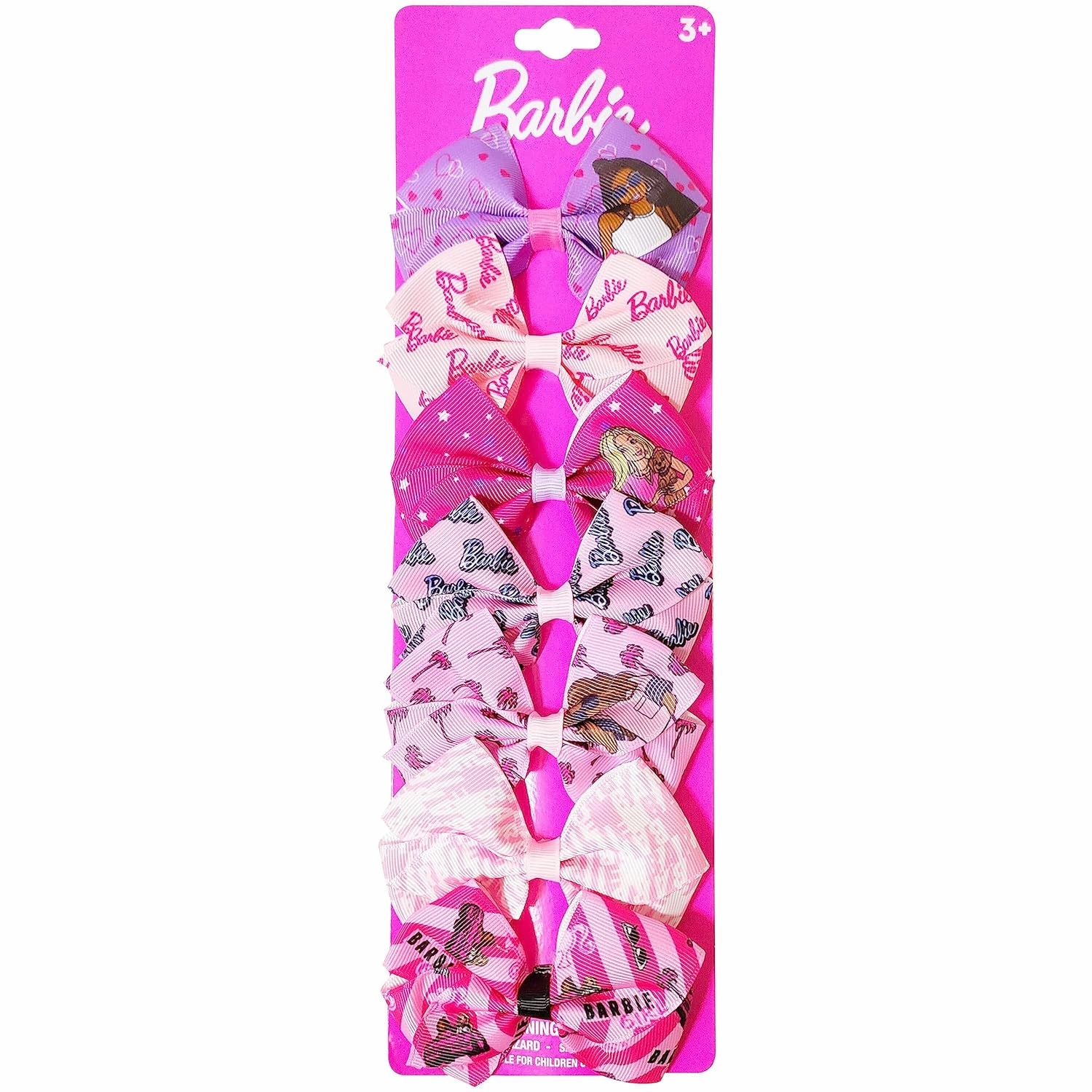 Luv Her Barbie Kids Bows - Hair Accessories Gift Set - Princess Hair Bows - 7 Pcs 4 Inch Bundle - Hair Bows for Girls - Barbie Hair clip - Alligator Clip - Ages 3  