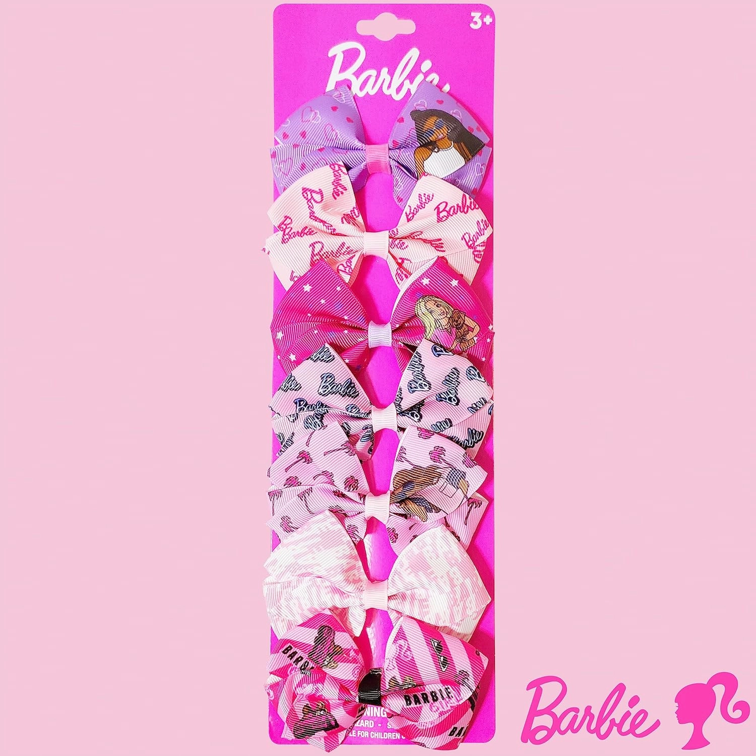 Luv Her Barbie Kids Bows - Hair Accessories Gift Set - Princess Hair Bows - 7 Pcs 4 Inch Bundle - Hair Bows for Girls - Barbie Hair clip - Alligator Clip - Ages 3  