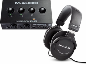 M-Audio M-Track Duo USB Audio Interface   M-Audio HDH40 Over Ear Studio Headphones Bundle