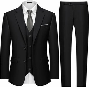 MAGE MALE Mens 3 Piece Slim Fit Suits Tuxedo Suit Set Prom Wedding Suits Two Button Blazer Jacket Vest Pants with Tie