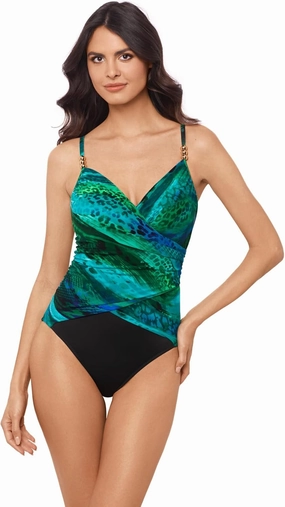 MagicSuit Women's Swimwear Louise Underwire Adjustable One Piece Swimsuit, Blue/Multi, 08