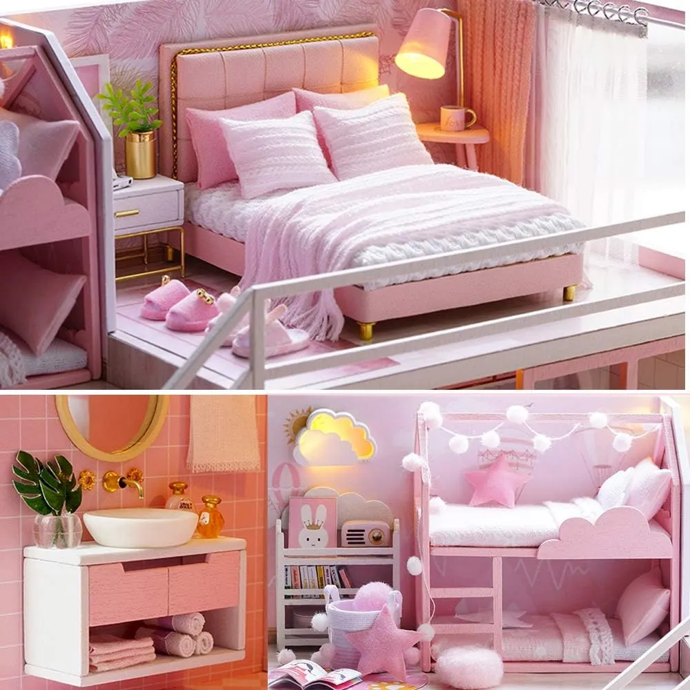MAGQOO Dollhouse Miniature with Furniture, DIY Dollhouse Kit with Dust Proof,1:24 Scale Creative Room Idea (Meeting Your Sweet)