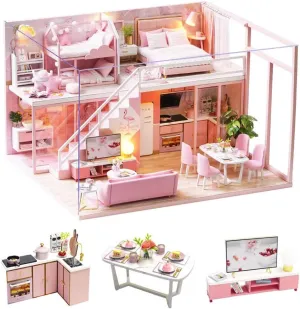 MAGQOO Dollhouse Miniature with Furniture, DIY Dollhouse Kit with Dust Proof,1:24 Scale Creative Room Idea (Meeting Your Sweet)