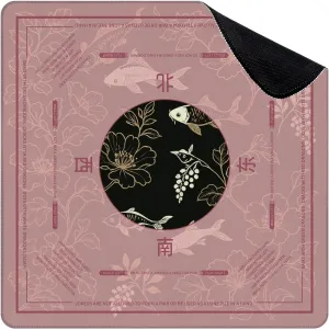 Mahjong Mat for Table fish japanese chinese design sketch ink paint style seamless 31.5" x 31.5" Non-Slip Noise-Reducing Game Mat Premium Mahjong Accessories for Poker Dominoes Board Games