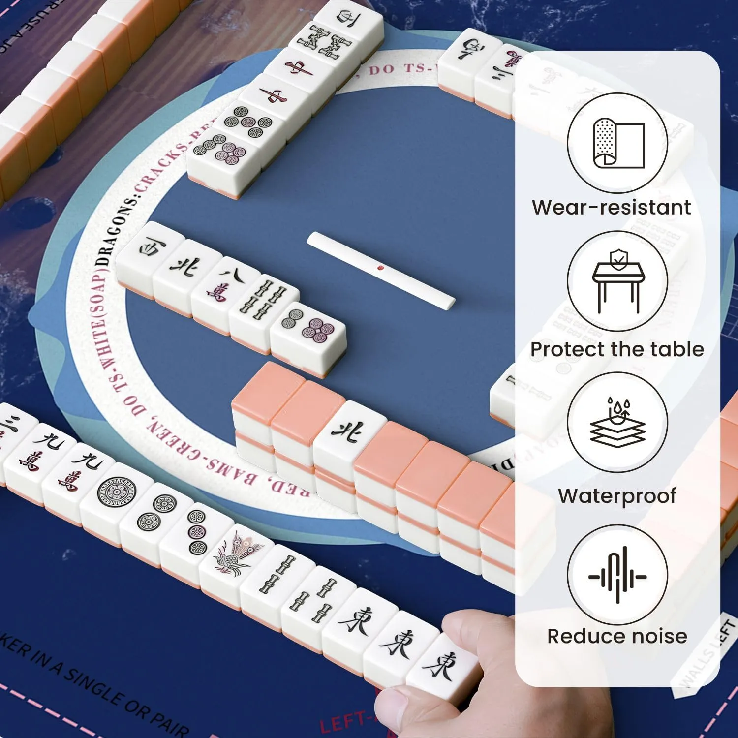 Mahjong Mat for Table Guitar Music Electric Water Splash Reflections Contrast Texture 31.5" x 31.5" Non-Slip Noise-Reducing Game Mat Premium Mahjong Accessories for Poker Dominoes Board Games