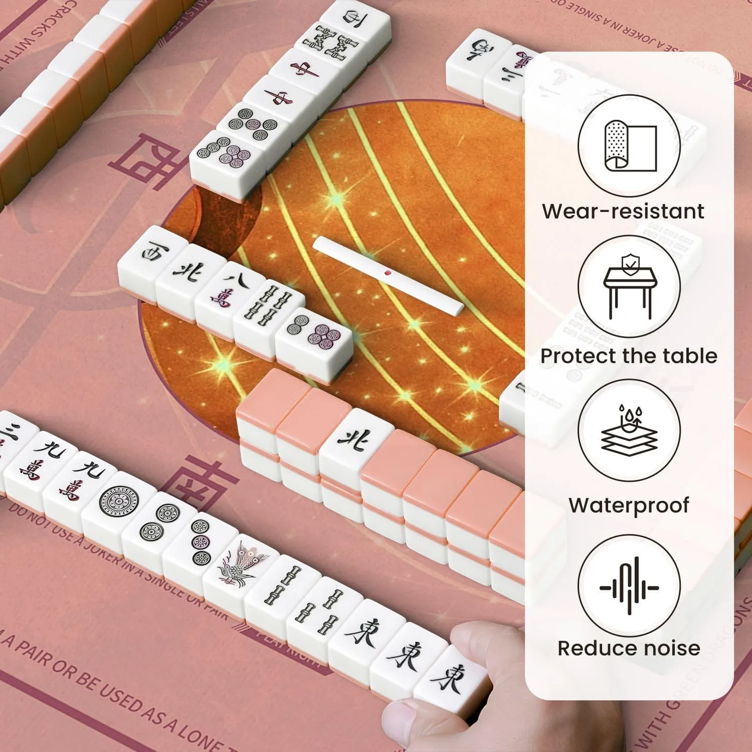 Mahjong Mat for Table Music Theme Poster Treble Clef Abstract Musical Staff 31.5" x 31.5" Non-Slip Noise-Reducing Game Mat Premium Mahjong Accessories for Poker Dominoes Board Games