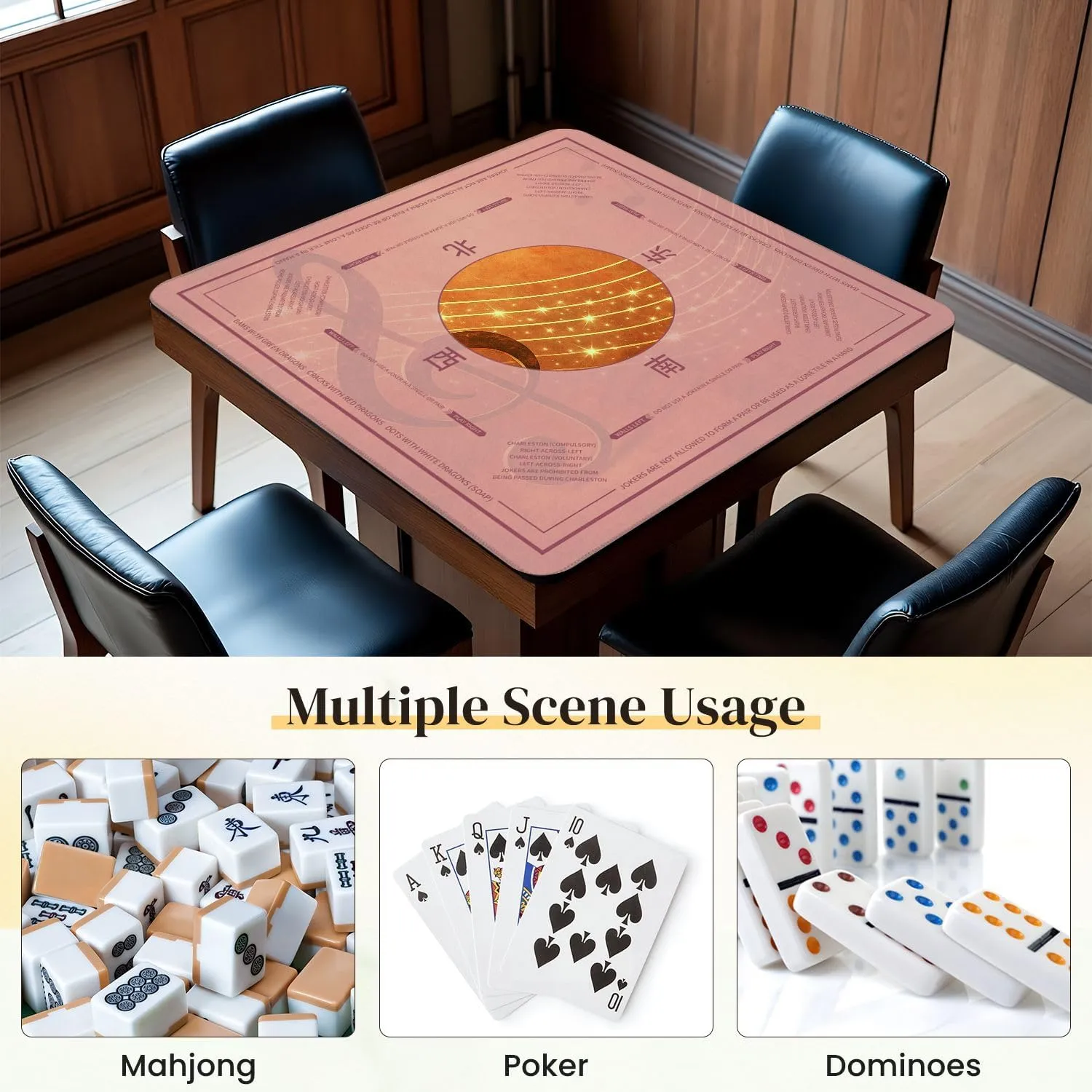 Mahjong Mat for Table Music Theme Poster Treble Clef Abstract Musical Staff 31.5" x 31.5" Non-Slip Noise-Reducing Game Mat Premium Mahjong Accessories for Poker Dominoes Board Games