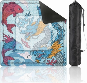 Mahjong Mat for Table Asian Dragon Japanese Fish Suitable for Fabric Like 31.5" x 31.5" Non-Slip Noise-Reducing Game Mat Premium Mahjong Accessories for Poker Dominoes Board Games