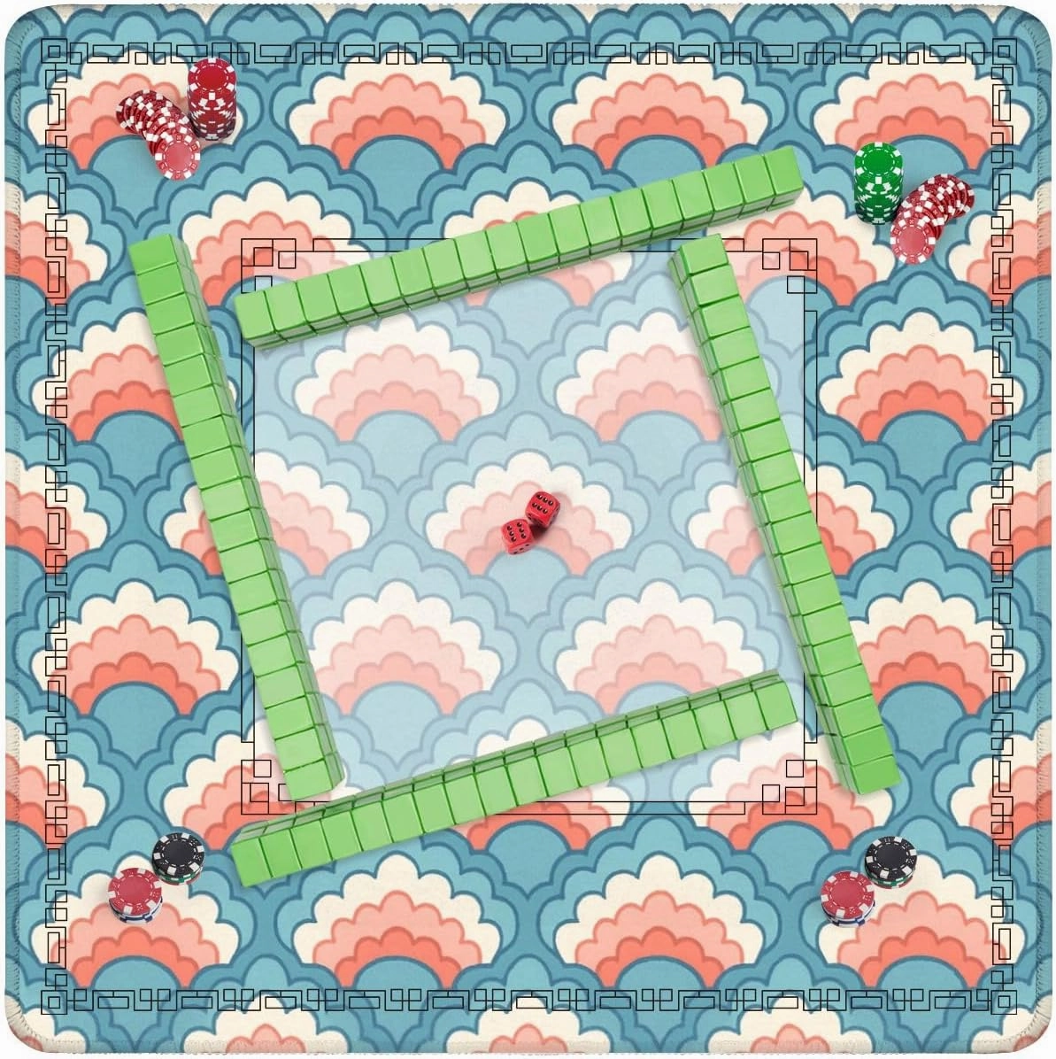 Mahjong Mat for Table Decorative Snake Skin Scales Squama Seamless Fabric Tiled Textile 31.5" x 31.5" Non-Slip Noise-Reducing Game Mat Premium Mahjong Accessories for Poker Dominoes Board Games