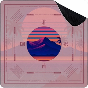 Mahjong Mat for Table Inspired by 80s Scene Wave retrowave Music 31.5" x 31.5" Non-Slip Noise-Reducing Game Mat Premium Mahjong Accessories for Poker Dominoes Board Games