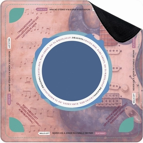 Mahjong Mat for Table Modern Blue Guitar Musical Themed Electric Sheet Music Grunge Texture 31.5" x 31.5" Non-Slip Noise-Reducing Game Mat Premium Mahjong Accessories for Poker Dominoes Board Games