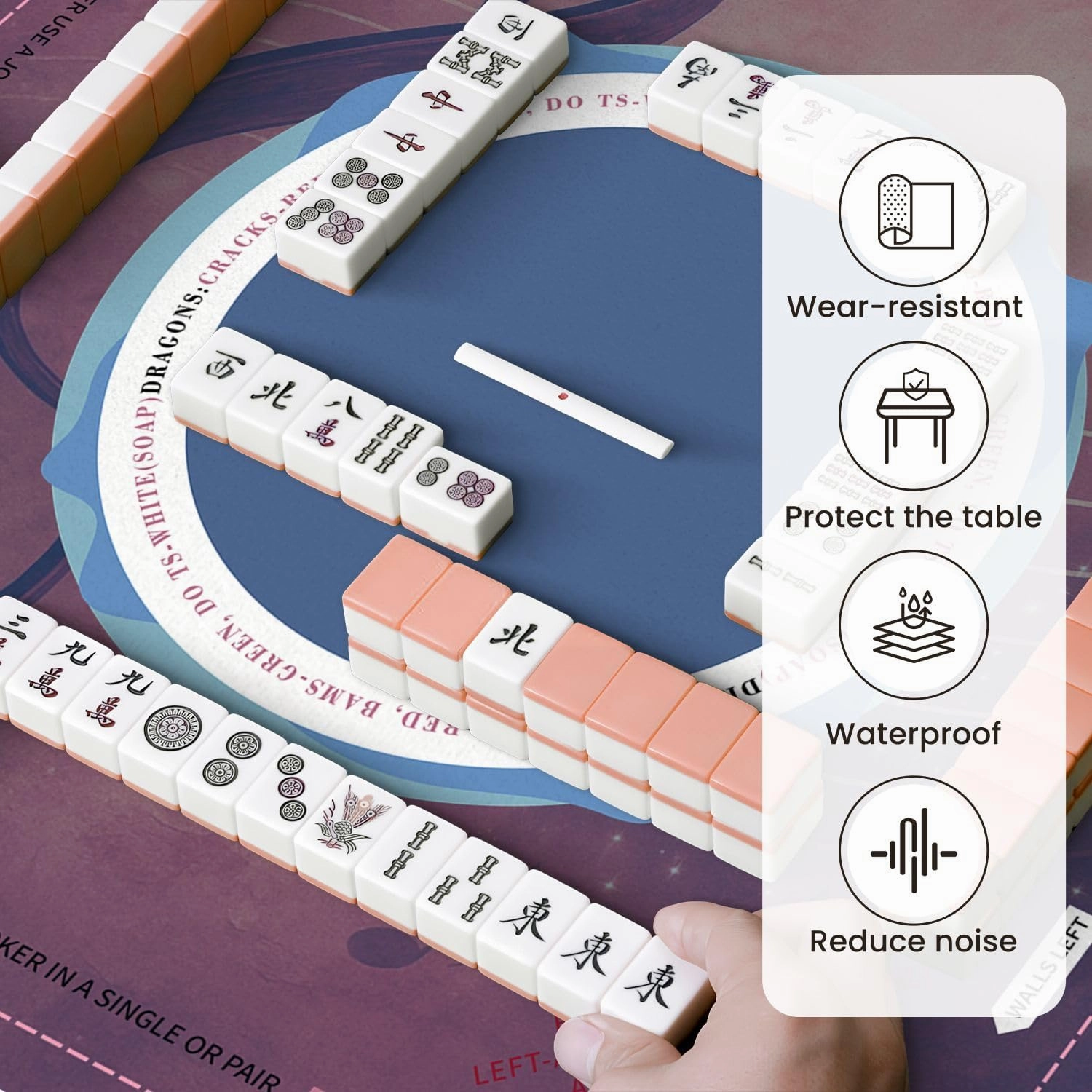 Mahjong Mat for Table Music Theme Poster Treble Clef Abstract Musical Staff 31.5" x 31.5" Non-Slip Noise-Reducing Game Mat Premium Mahjong Accessories for Poker Dominoes Board Games