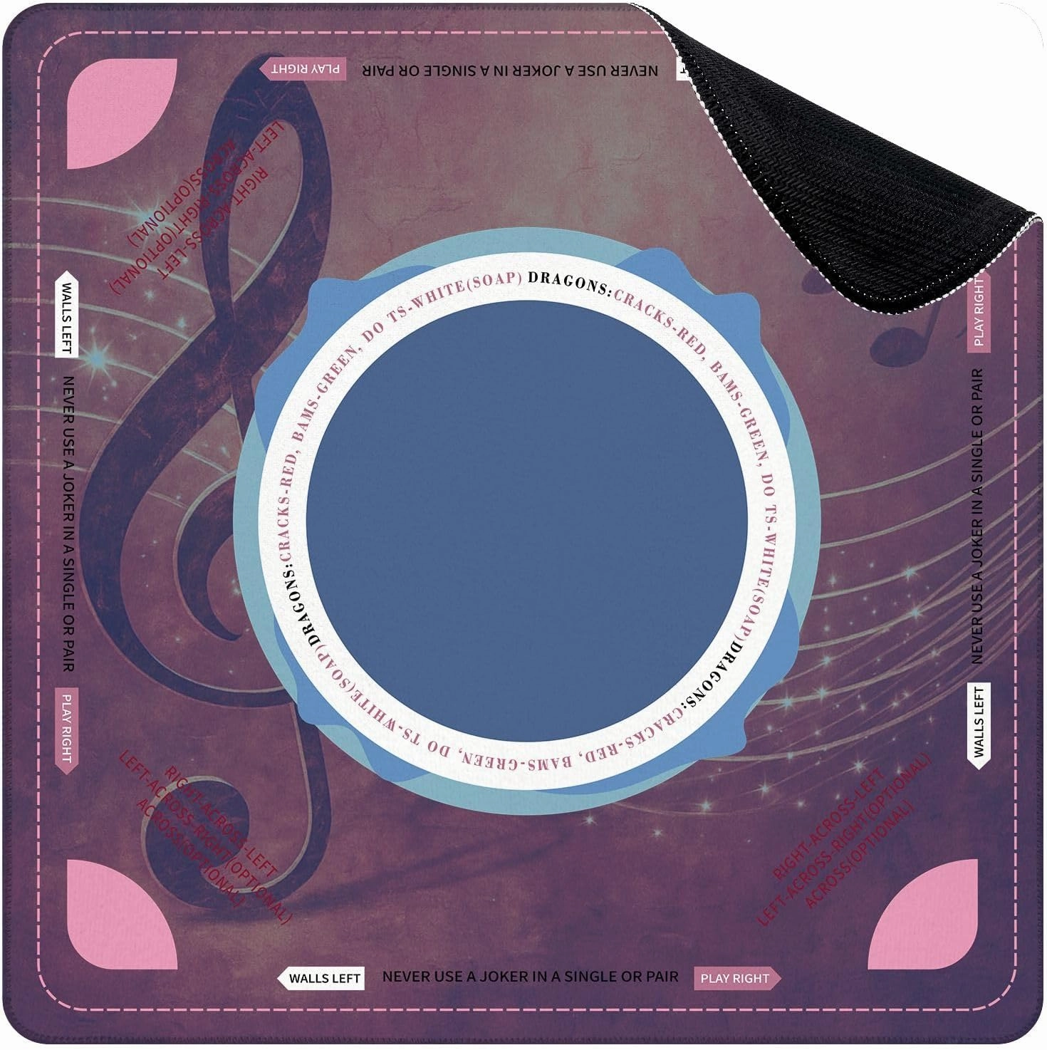 Mahjong Mat for Table Music Theme Poster Treble Clef Abstract Musical Staff 31.5" x 31.5" Non-Slip Noise-Reducing Game Mat Premium Mahjong Accessories for Poker Dominoes Board Games