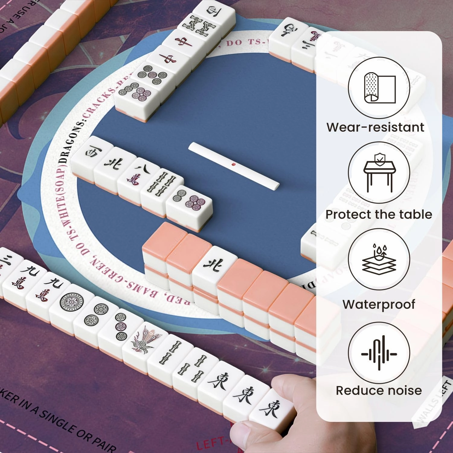 Mahjong Mat for Table Music Theme Poster Treble Clef Abstract Musical Staff 31.5" x 31.5" Non-Slip Noise-Reducing Game Mat Premium Mahjong Accessories for Poker Dominoes Board Games
