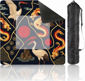 Mahjong Mat for Table Seamless Dragons kintsugi Style Oriental Trendy Print 31.5" x 31.5" Non-Slip Noise-Reducing Game Mat Premium Mahjong Accessories for Poker Dominoes Board Games