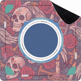 Mahjong Mat for Table Vintage Day Dead Seamless Sugar Skulls Rose Flowers Trumpets Crosses 31.5" x 31.5" Non-Slip Noise-Reducing Game Mat Premium Mahjong Accessories for Poker Dominoes Board Games