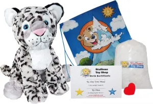 Make Your Own Stuffed Animal Winter The Snow Leopard 16"- No Sew - Kit with Cute Backpack!