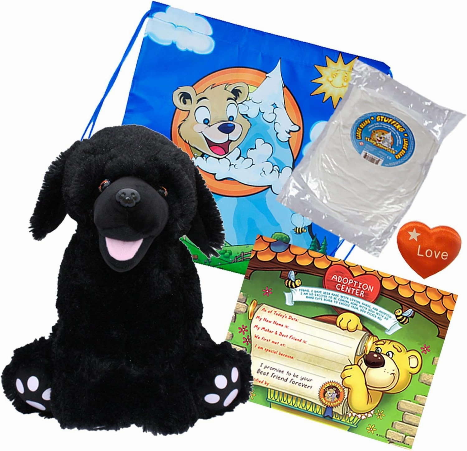 Make Your Own Stuffed Animal "Shadow the Black Labrador" - No Sew - Kit With Cute Backpack!
