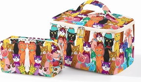 Makeup Bag,Travel Toiletry Organizer,Cute Quilted Cotton Cosmetic Pouch,Portable Make Up Bags For Women Friendship Gift Set