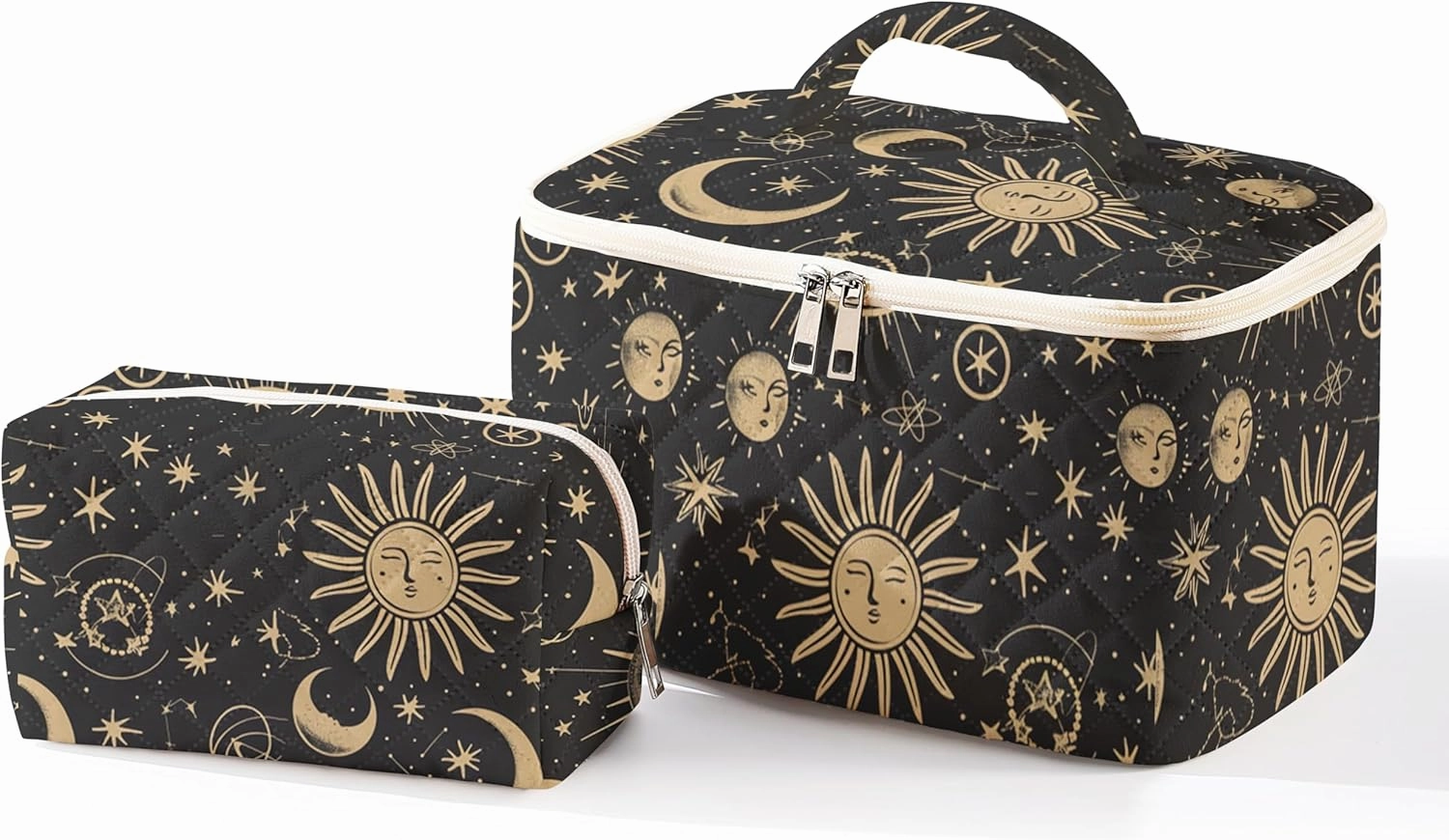 Makeup Bag,Travel Toiletry Organizer,Cute Quilted Cotton Cosmetic Pouch,Portable Make Up Bags For Women Friendship Gift Set