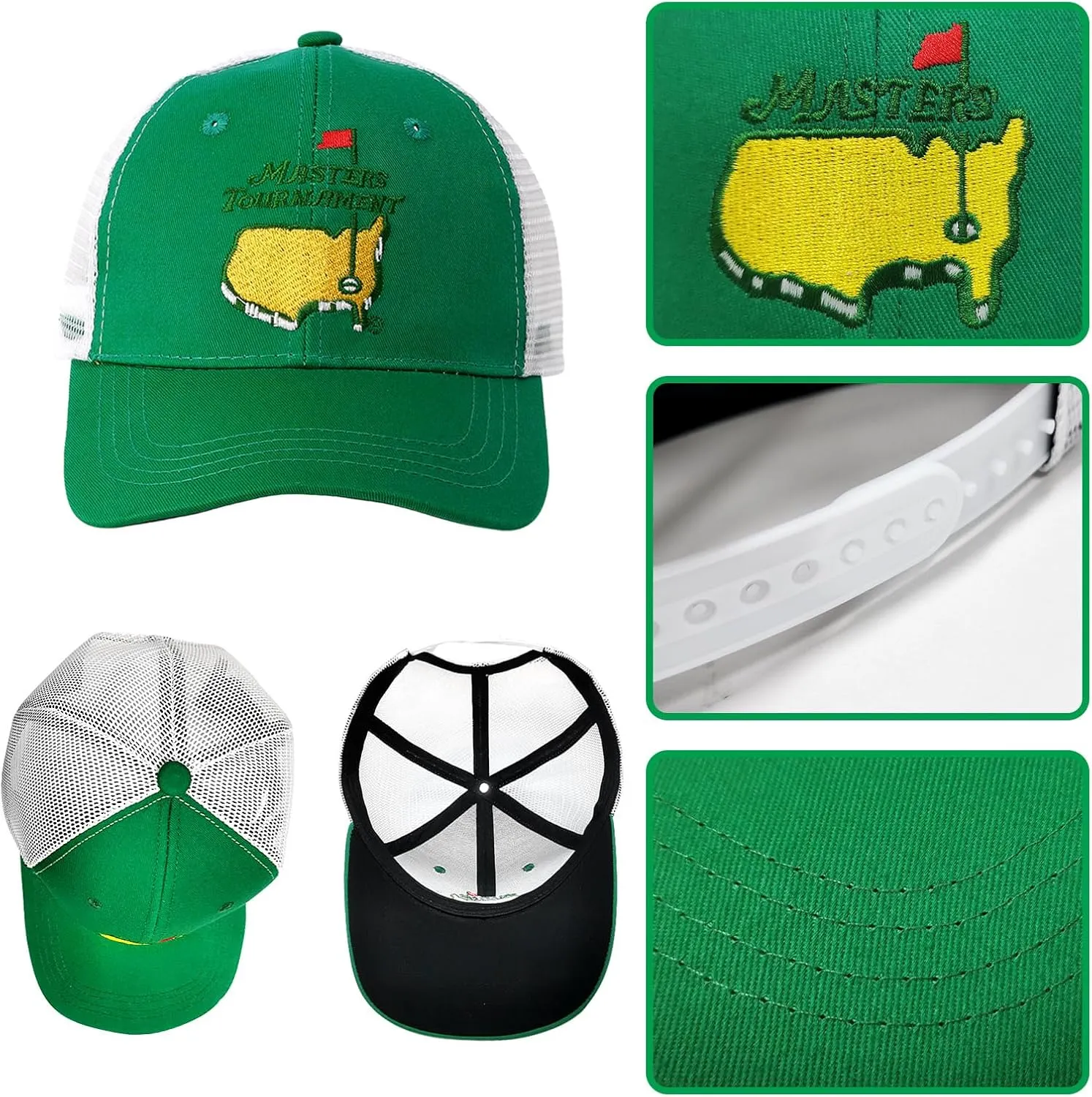 Masters Tournament Golf Hat Green Adjustable Baseball Cap Casual Trucker Hat Fashion Hip Hop Headwear for Men Women