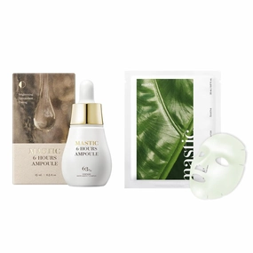 MASTINA Mastic Ampoule Serum Spoid Type (Dropper Type, 0.5fl oz) and MASTINA White Mastic Face Mask (Heartleaf Calming, 4 pc)