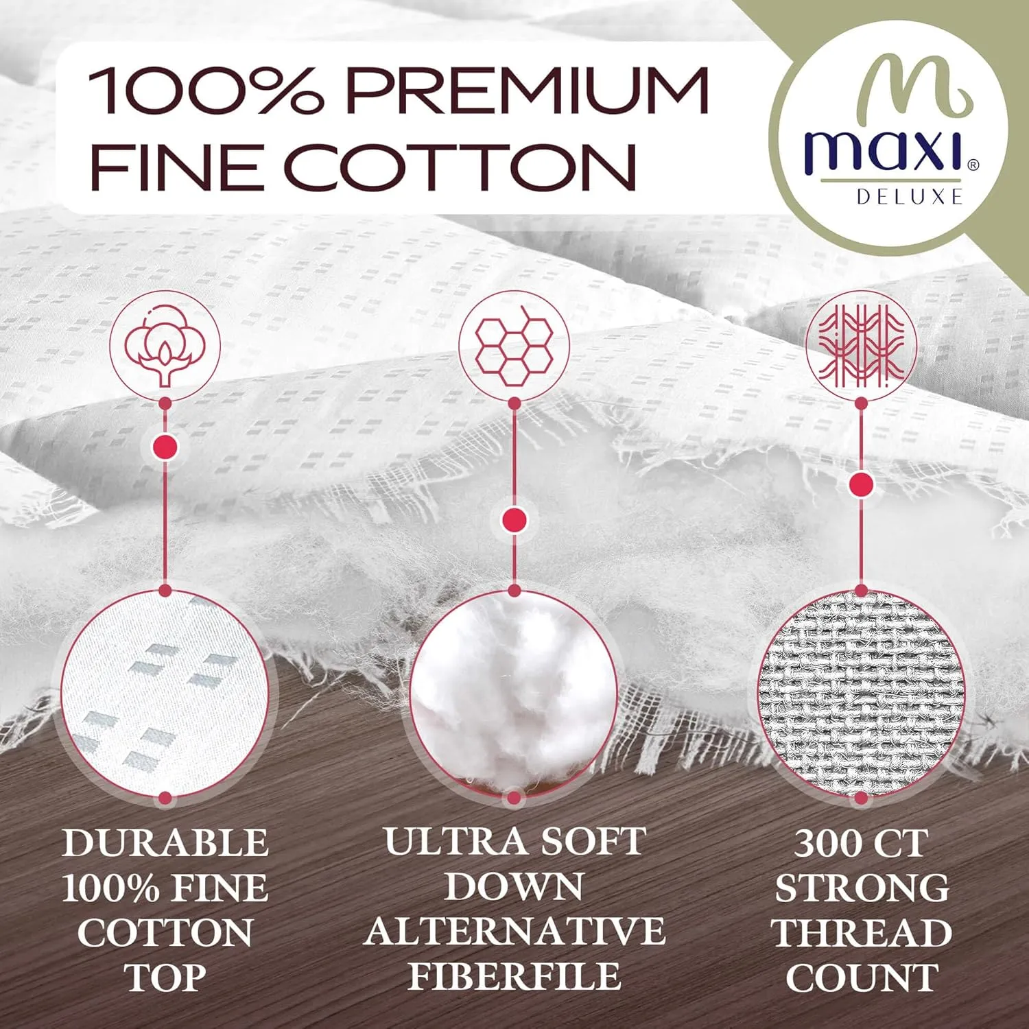 MAXI King Size Mattress Pad - Luxurious Cotton Sateen Mattress Protector - Soft, Comfortable, and Breatheable Mattress Cover - Mattress Pad Protects Mattress from Dust, Dirt, Spills, and Stains.
