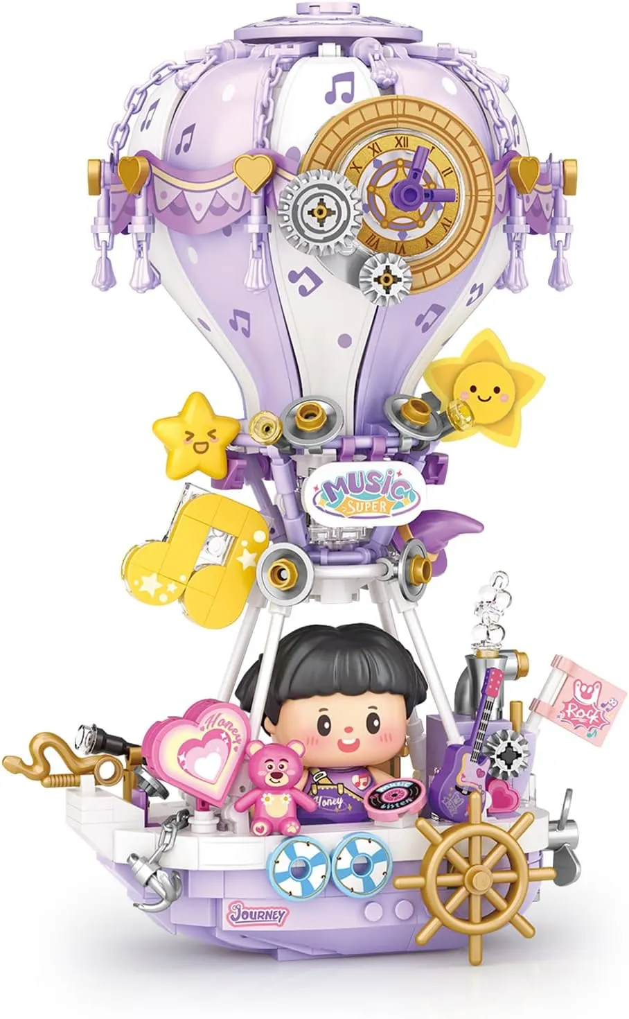 MEIEST Hot Air Balloon Building Blocks Set,Fantasy Dream Journey Collection Construction Building Bricks Toy,Home Decoration (Music)