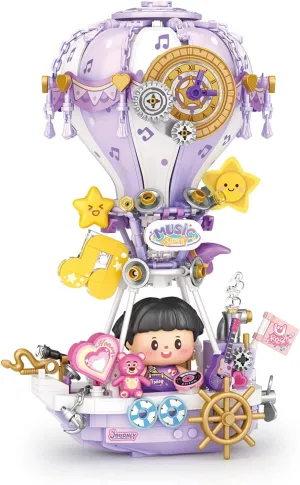 MEIEST Hot Air Balloon Building Blocks Set,Fantasy Dream Journey Collection Construction Building Bricks Toy,Home Decoration (Music)