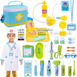 Meland Doctor Kit for Toddlers 3-5, Dentist Play Set with Teeth for Kids Pretend Play Kids Toys Birthday Gift for Toddler Boys Aged 3 4 5 6 Years Old