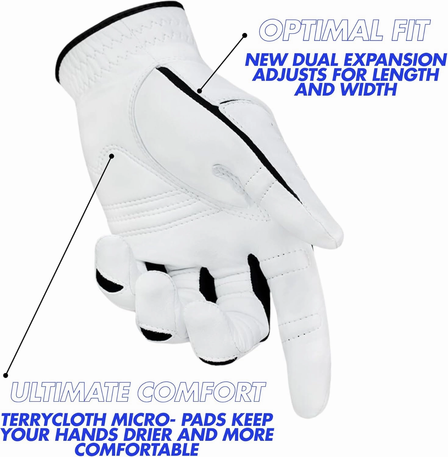 Men's StableGrip with NaturalFit 2.0 Golf Glove with Dual Expansion Thumb for Best Fit - Premium Cabretta Leather…