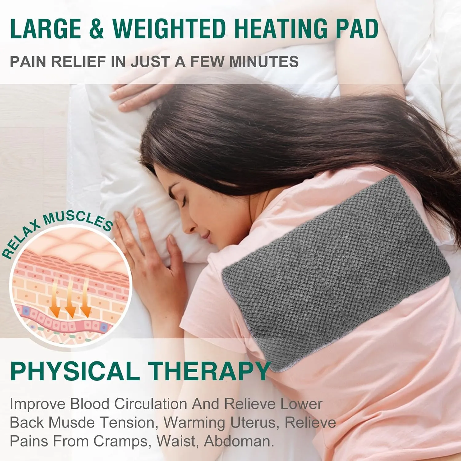 Microwavable Heating Pads 15 * 9", Weighted Moist Microwave Heat Pad for Cramps Neck Shoulder, Back Pain Relief, Warm Compress Rice Bean Bag Hot Pack for Muscles Ache, Joints, Unscented, 2 pack