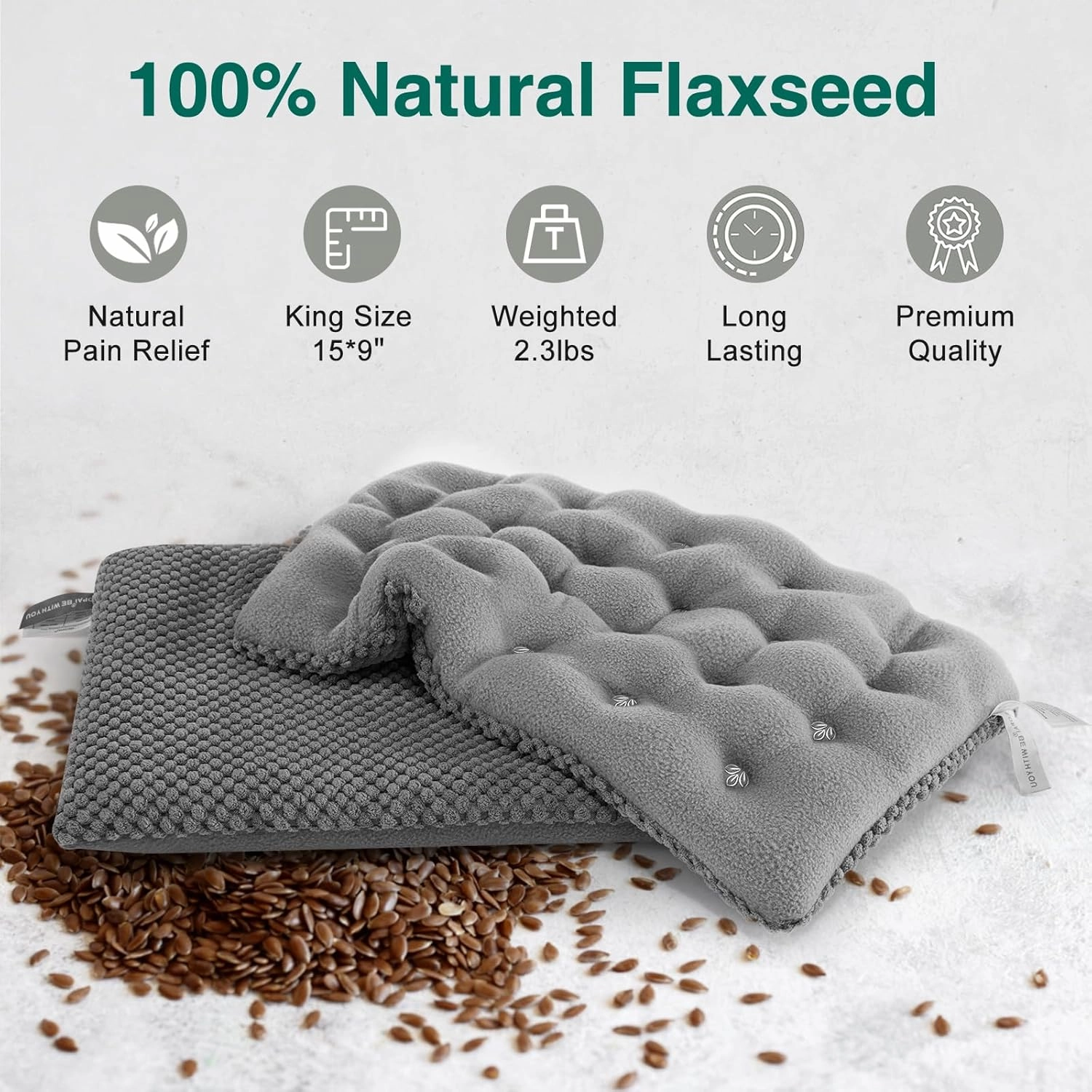 Microwavable Heating Pads 15 * 9", Weighted Moist Microwave Heat Pad for Cramps Neck Shoulder, Back Pain Relief, Warm Compress Rice Bean Bag Hot Pack for Muscles Ache, Joints, Unscented,1 Pack