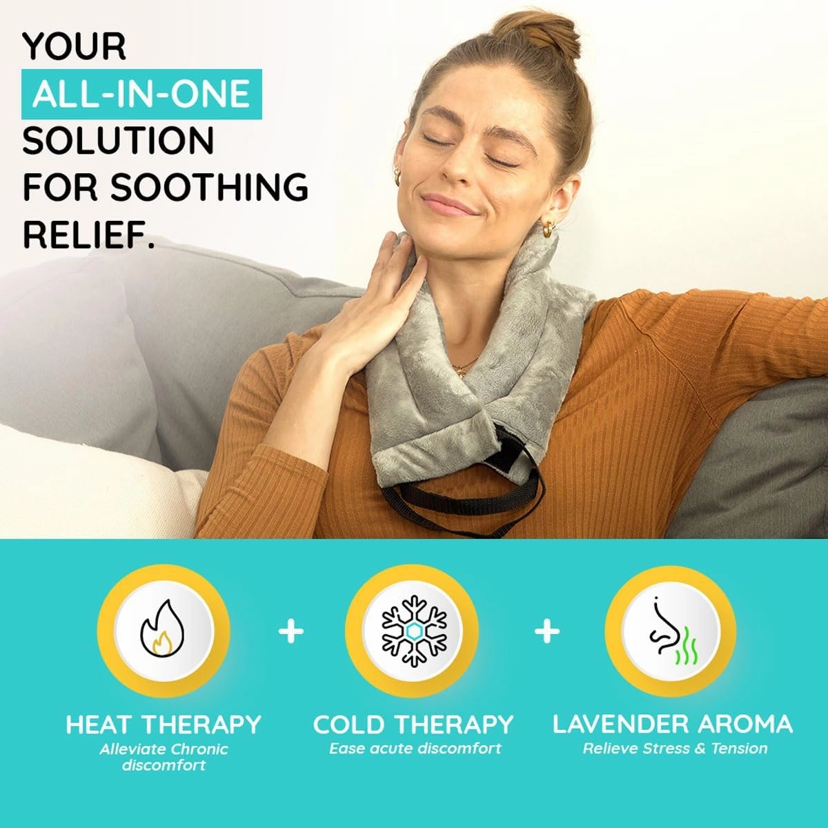 Microwavable Heating Pads For Neck Pain Relief, Back Pain, Shoulder Pain Relief - Microwave Heating Pad For Cramps And Muscle Relief, Hands-Free Heat Pack For Tense Muscle - 2 Packs - Lavender Scented