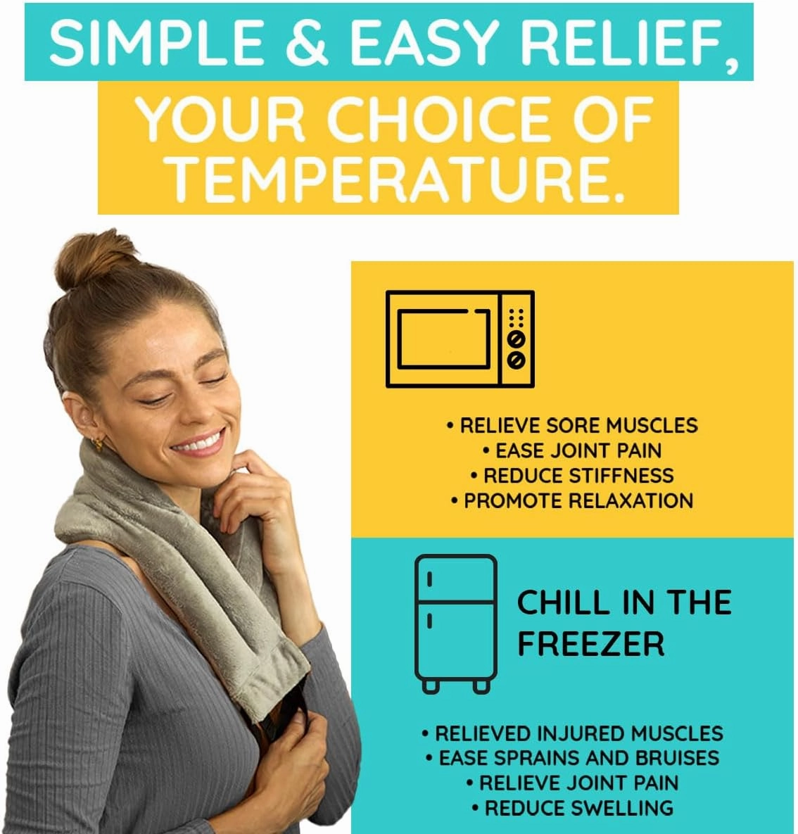 Microwavable Heating Pads For Neck Pain Relief, Back Pain, Shoulder Pain Relief - Microwave Heating Pad For Cramps And Muscle Relief, Hands-Free Heat Pack For Tense Muscle - 2 Packs - Lavender Scented
