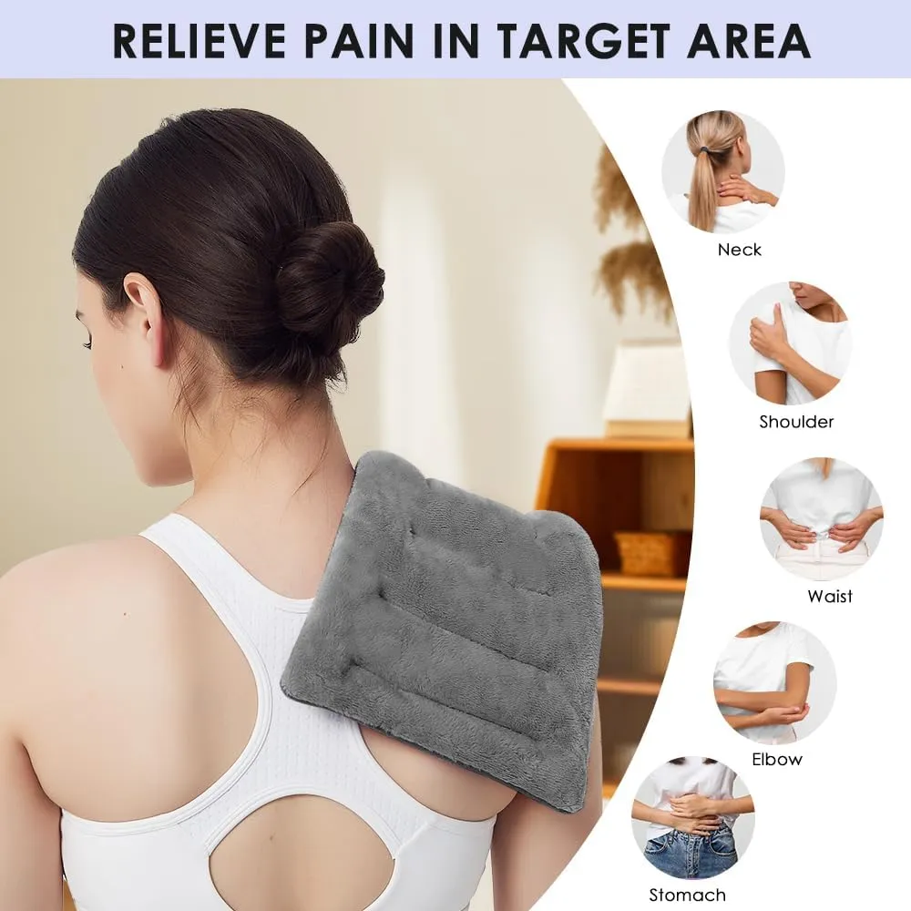 Microwave Heating Pad for Pain Relief, 8 x 18 Microwavable Moist Heat Pads for Neck, Shoulder, Back, Knee, Period Cramps, Rice Heat Pack Hot & Cold Compress Reusable & Portable, Grey