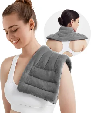 Microwave Heating Pad for Pain Relief, 8 x 18 Microwavable Moist Heat Pads for Neck, Shoulder, Back, Knee, Period Cramps, Rice Heat Pack Hot & Cold Compress Reusable & Portable, Grey