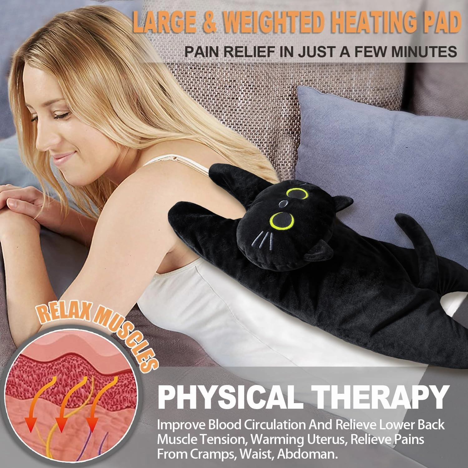 Microwave Heating Pad for Cramps Pain Relief, 19 * 9" Microwavable Heating Pads for Back, Neck Shoulder, Cute Microwave Heating Pad Stuffed Animal, Moist Heat Pack, Lavender