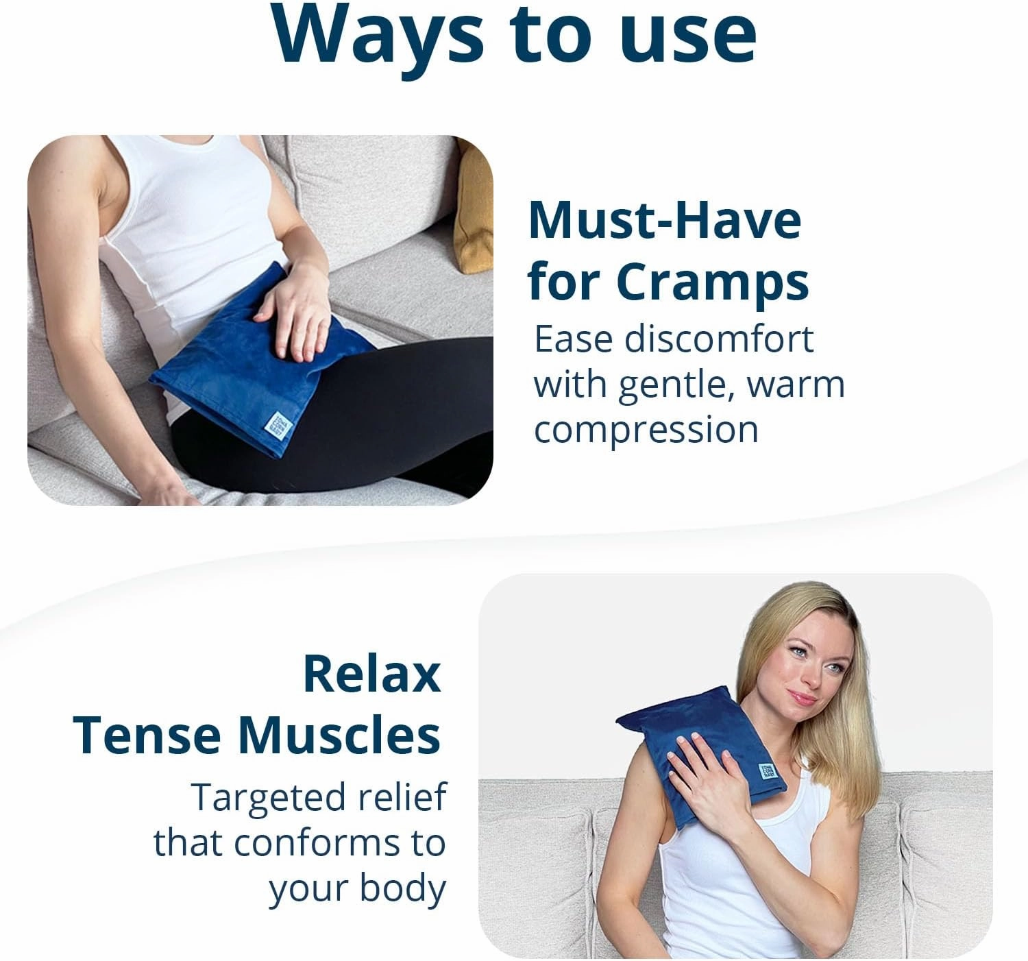 Microwave Heating Pad (with Removable Cover) – Weighted Microwavable Moist Heat Therapy Pad for Back, Neck, Shoulders, and Cramps – Portable, Reusable Cold or Warm Compress, 10" x 7", 2.5lbs