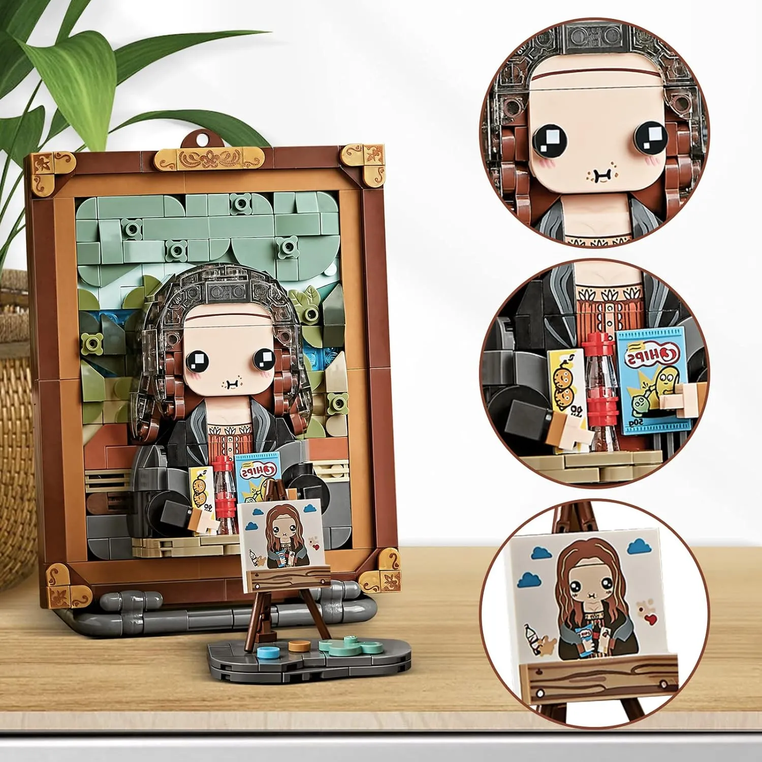 Mini Building Blocks Cute 3D Painting Model Set,Simulation Particle Stereograph Collection Construction Building Bricks Toy,Home Decor,14 (Mona Lisa)