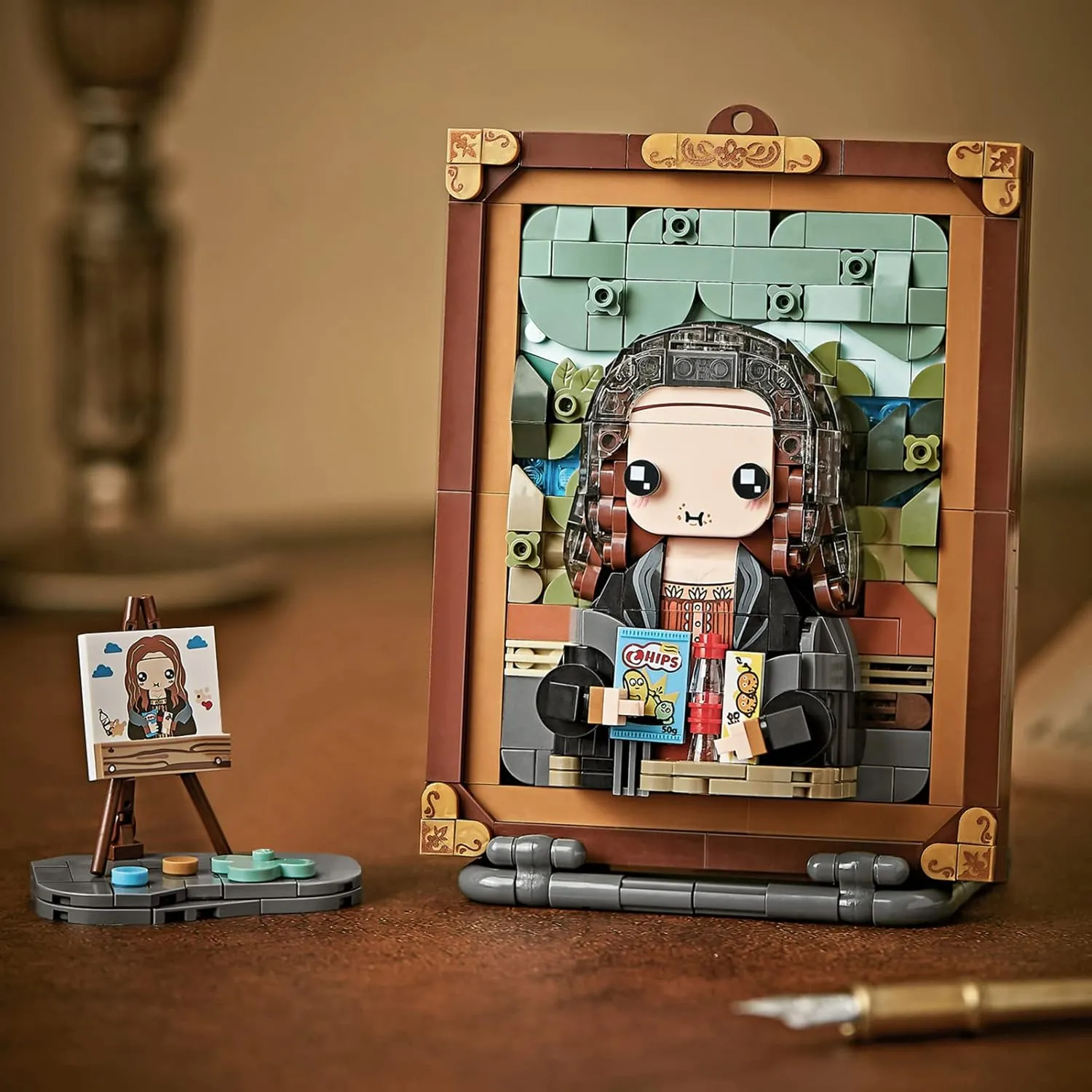Mini Building Blocks Cute 3D Painting Model Set,Simulation Particle Stereograph Collection Construction Building Bricks Toy,Home Decor,14 (Mona Lisa)