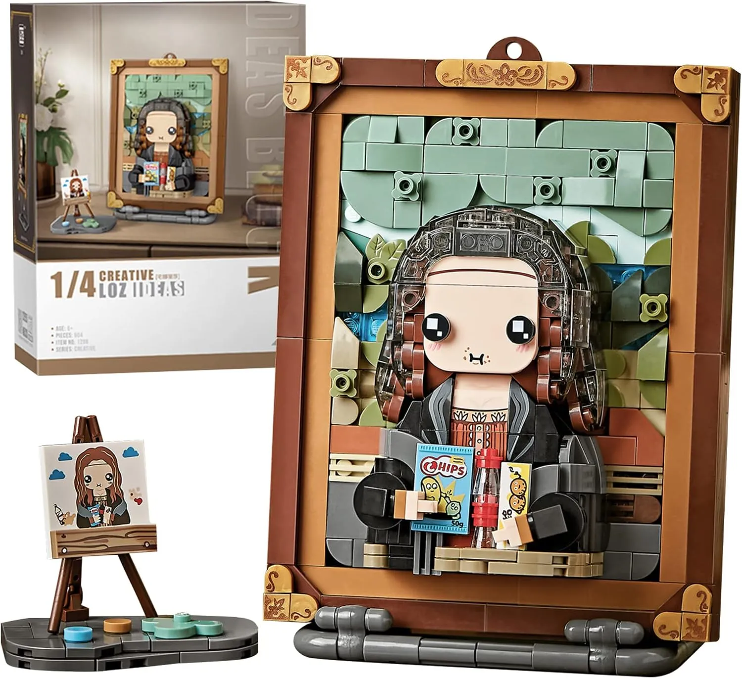 Mini Building Blocks Cute 3D Painting Model Set,Simulation Particle Stereograph Collection Construction Building Bricks Toy,Home Decor,14 (Mona Lisa)